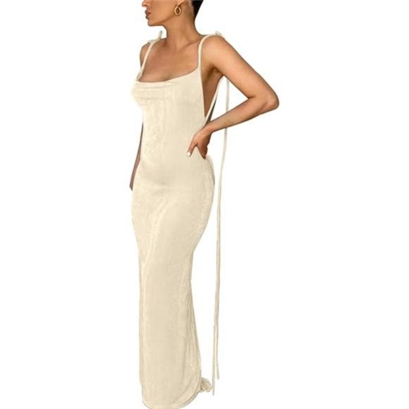 Spaghetti Strap Sexy Sleeveless Backless Bodycon Cocktail Dress For Women - Picture 6 of 6